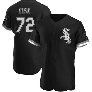 Men's Chicago White Sox Carlton Fisk Authentic Black Alternate Jersey