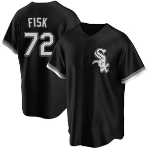 Men's Chicago White Sox Carlton Fisk Replica Black Alternate Jersey