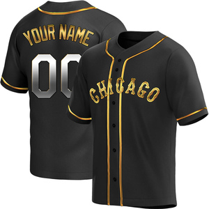 Men's Chicago White Sox Custom Replica Black Golden Alternate Jersey