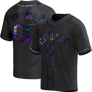 Men's Chicago White Sox Custom Replica Black Holographic Alternate Jersey