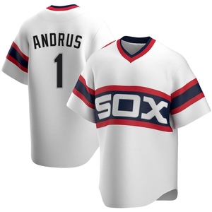 Men's Chicago White Sox Elvis Andrus Replica White Cooperstown Collection Jersey